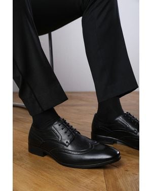 Where's That From Wheres 'Dominic' Lace Up Derby Textured Formal Dress Work Shoes - Black