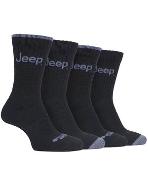 Jeep 4 Pairs Anti Blister Thick Cushioned Luxury Boot Socks - Blue
