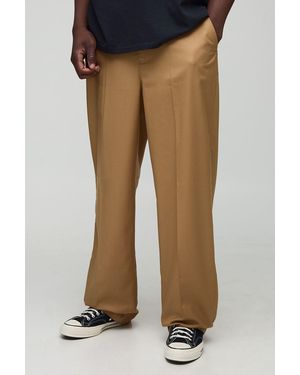 BoohooMAN Tall Relaxed Fit Tailored Trousers - Brown