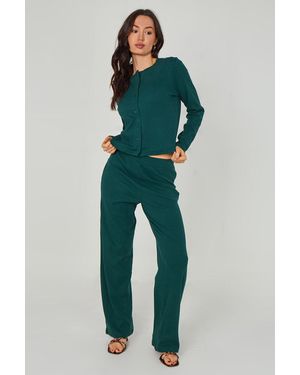 Urban Bliss Long Sleeved Button Front Top - Green