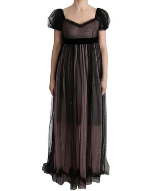 Dolce & Gabbana Dames Zwart Roze Zijde Lange Shift Jurk
