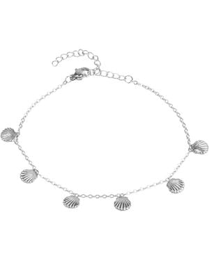The Jewellery Stockroom Waterproof Stainless Steel Multi Shell Anklet - White