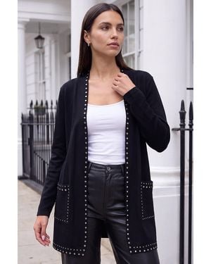 Roman Stud Trim Cardigan - Black