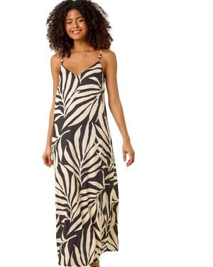 D.u.s.k Mono Leaf Print Maxi Dress - White