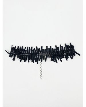 SVNX Corded Zig Zag Ladder Effect Choker - Blue