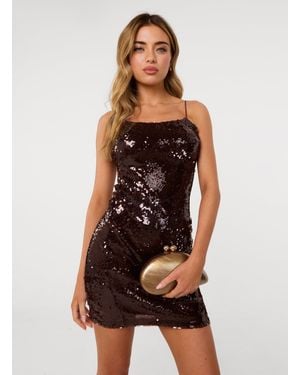 Pink Vanilla Sequin Dress - Brown