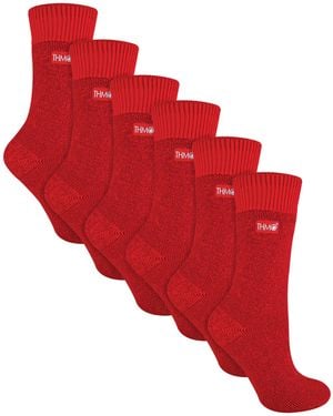 THMO 6 Pairs Ladies Soft Breathable Thermal Socks - Red
