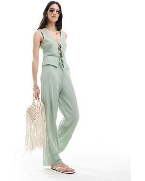 Vero Moda Textured Jersey Trouser Co-Ord - Green
