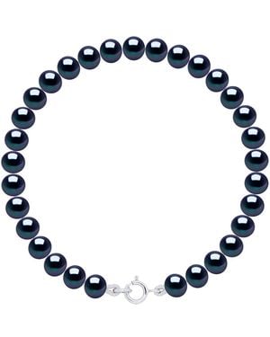 Ateliers Saint Germain Bracelet Of Real Cultured Freshwater Pearls Semi Round 5-6 Mm - Blue