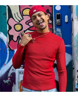 Labelrail X Olibrom Fitted Long Sleeve Ribbed Top - Red