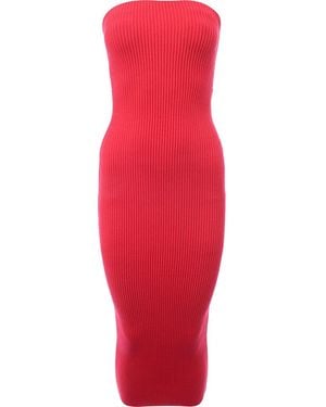Raey Knitted Rib Bandeau Dress - Red