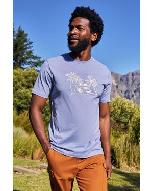 Mountain Warehouse 'Ocean Drive' Graphic T-Shirt Sun Protection Breathable Everyday Tee Cotton - Blue