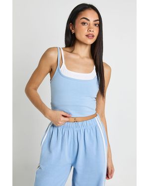 Boohoo Double Layered Cami Vest - Blue