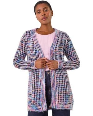 Roman Spacedye Fluffy Cardigan - Blue