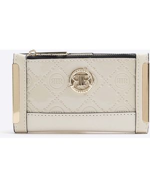 River Island Embossed Monogram Mini Purse - Natural