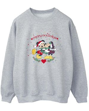 Disney Ladies Mickey Mouse Minnie Christmas Sweatshirt (Sports) - Grey