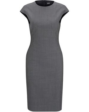 BOSS Dironah Crew Neck Knee Length Sheath Dress - Grey