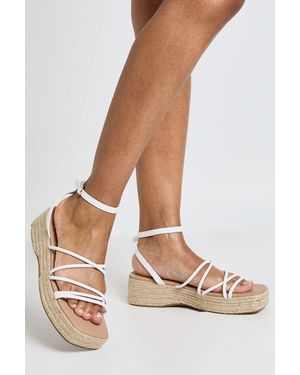Boohoo Strappy Flatform Wedges - White