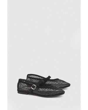 Faith Shelly Faux Leather Netted Rhinestone Ballet Flats - White
