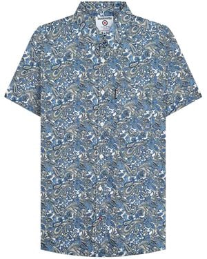 Lambretta Ss25 Paisley Shirt Cotton - Blue