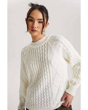 Urban Bliss Crew Neck Cable Jumper - Natural