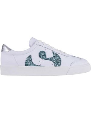 Superga Ladies 2843 Club S Glitter Leather Trainers -/Light) - Blue