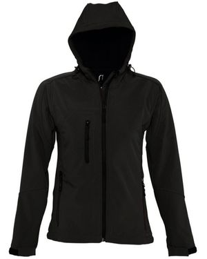 Sol's Ladies Replay Hooded Soft Shell Jacket (Breathable, Windproof And Water Resistant) - Black