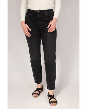 Secret Label High Rise Button Fly Straight Leg Jeans - Black