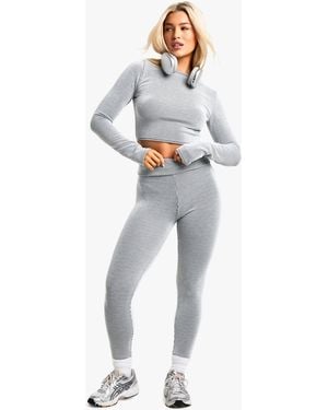 Boohoo Two Tone Legging And Long Sleeve Top Set - Blue