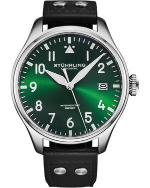 Stuhrling Airman 4078 Quartz 43Mm Pilot Watch - Green