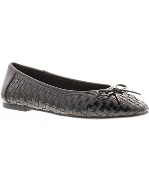 Platino Flat Shoes Ballet Flats Chriscross Slip On - Black