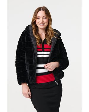 Izabel London Reversible Faux Fur Hooded Puffer Jacket - Red