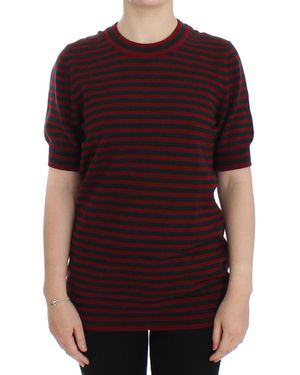 Dolce & Gabbana Gestreepte Kasjmier Trui Met Korte Mouwen - Rood