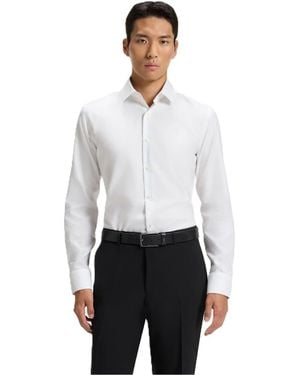 BOSS Point Collar Long Sleeve Regular Fit Oxford Shirt - White