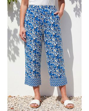 Roman Petite Print Cropped Trouser - Blue
