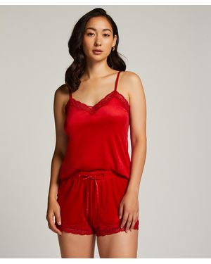 Hunkemöller Velvet Lace Shorts - Red