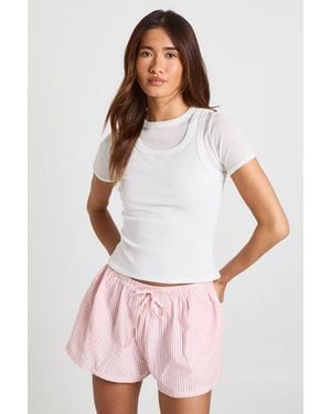Boohoo Stripe Seersucker Elasticated Waist Shorts - White