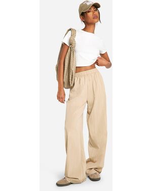Boohoo Nylon Wide Leg Trouser - Natural