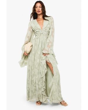 Boohoo Tall Textured Cut Out Maxi Dress - White