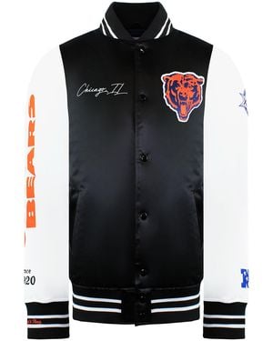 Mitchell & Ness Nfl Chicago Bears Satin Bomber Jacket - Black
