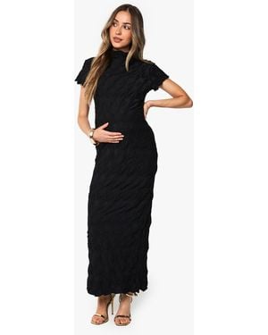 Boohoo Maternity Textured Jacquard Midaxi Bodycon Dress - Black
