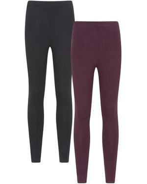 Mountain Warehouse Ladies Cotton Blend Midweight Leggings (Pack Of 2) - Purple