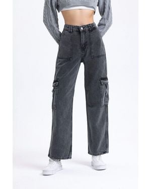 Hiccup Low Rise Pocket Cargo Jeans - Blue