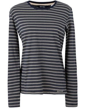 Regatta Ladies Federica Stripe Long-Sleeved T-Shirt /Light Vanilla) - Grey