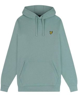 Lyle & Scott Brand Logo Slate Hoodie Cotton - Blue