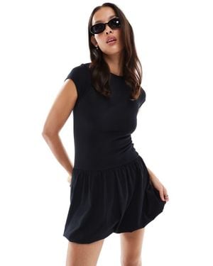 ASOS Short Sleeve Bubble Hem Mini Dress - Black