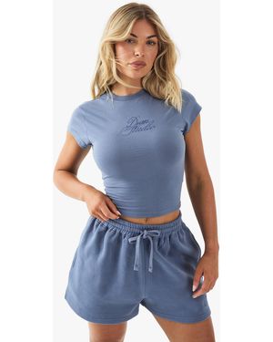 DSGN Studio Contrast Script Sweat Short - Blue