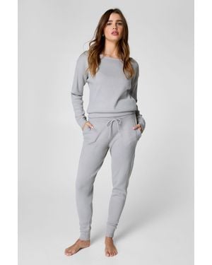 Nasty Gal Knitted Drop Shoulder Jogger Set - Grey