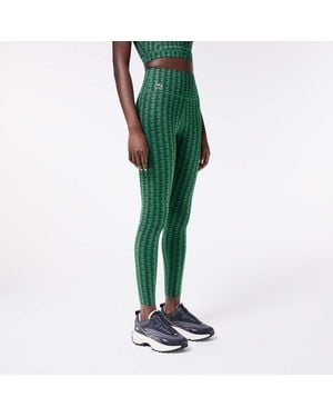 Lacoste Monogram Print Sport Leggings - Green