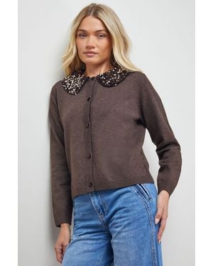 Oasis Sequin Collar Cardigan - Blue